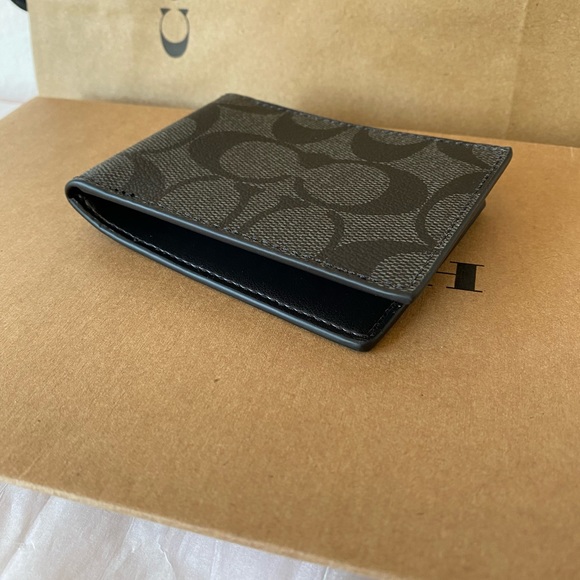 OUTSTOCK💯NEW🆕Coach men ID cards wallet🆕choral/black canvas - Picture 5 of 5